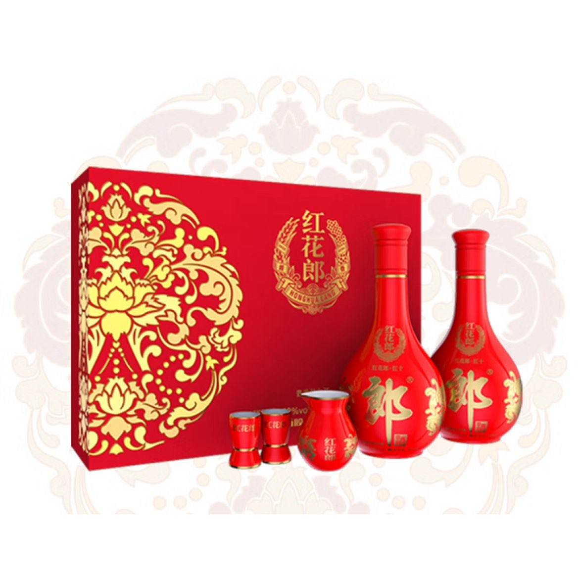 0点：郎酒 红花郎红10 酱香型53度 500mL 1盒 双支礼盒装 480元