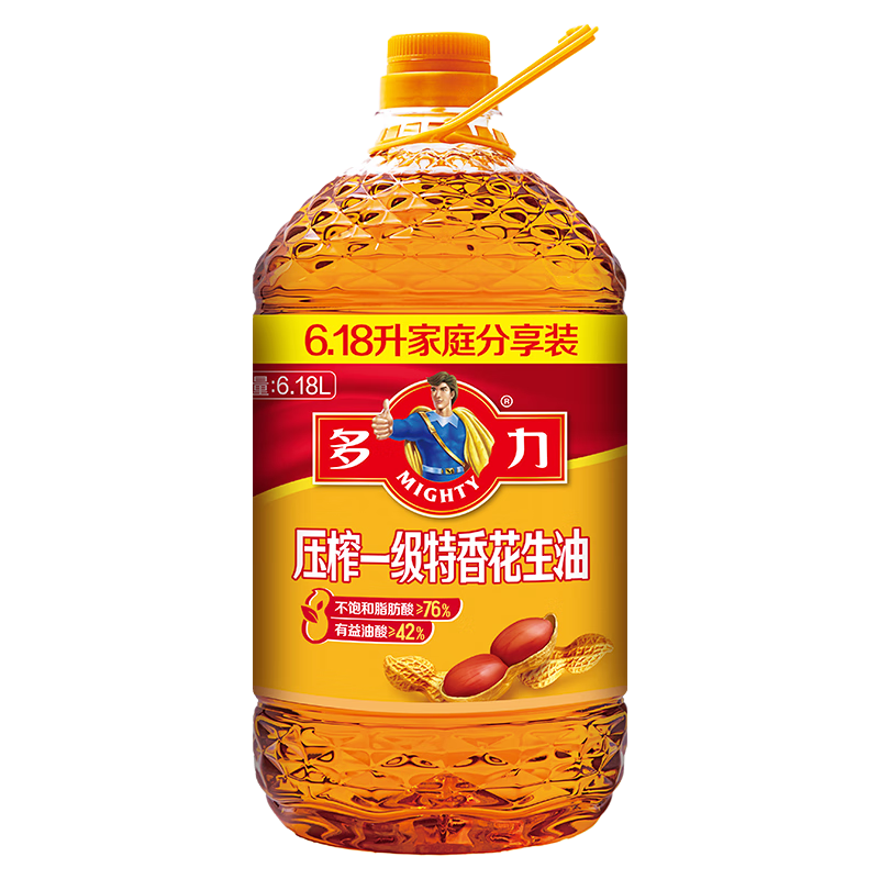 plus会员：多力 压榨一级特香花生油 6.18L食用油 物理压榨 97.82元