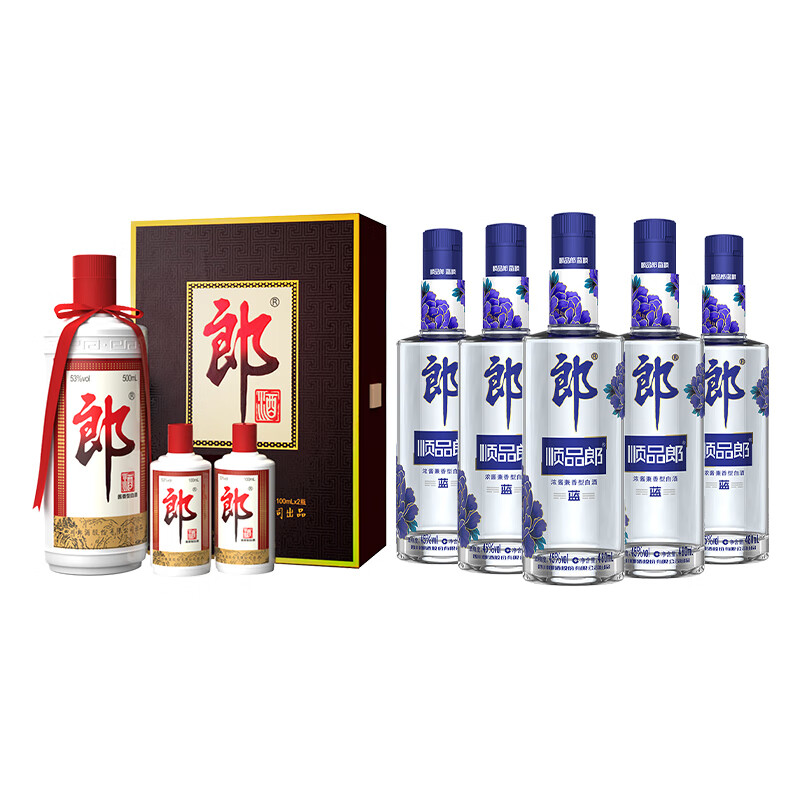 郎酒郎牌郎酒子母郎1+2礼盒装+蓝顺480mL 5瓶  400元（需领券）