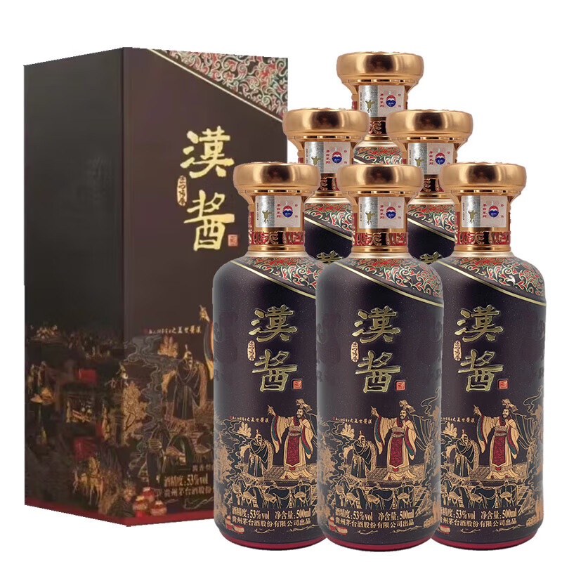 限移動端、京東百億補貼：茅臺 MOUTAI 貴州茅臺酒股份漢醬 醬香型白酒高度白酒禮盒裝 自飲收藏酒水 53度 500mL 6瓶 漢醬匠心傳承 1792.88元