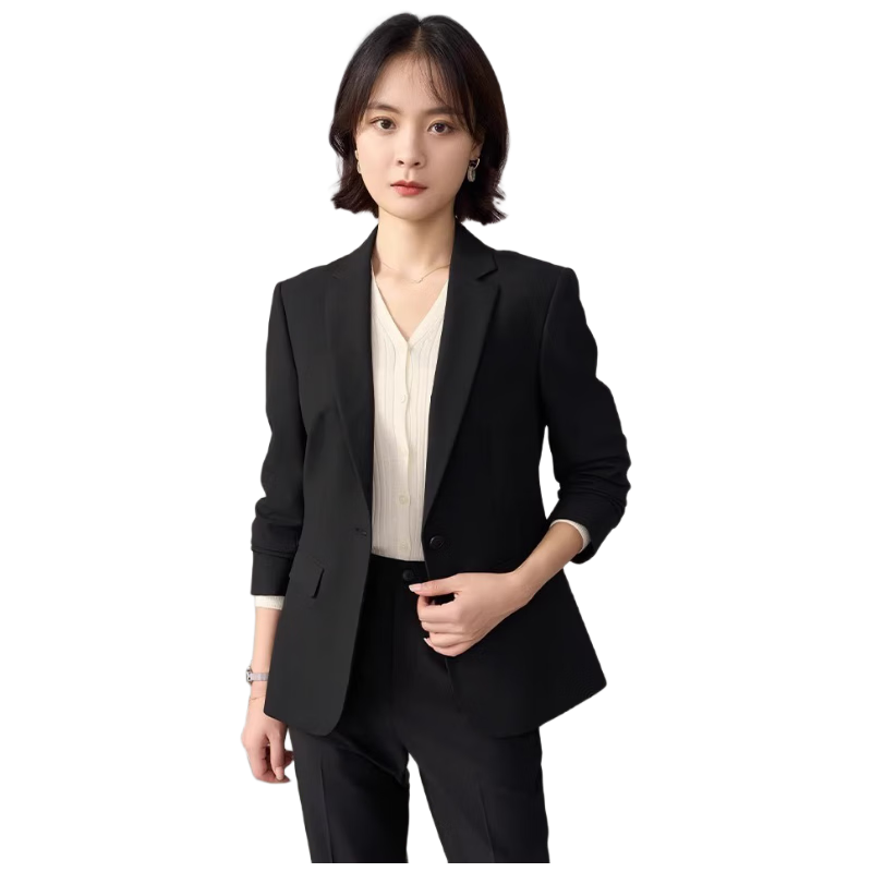 伯德小姐西服外套女士職業(yè)裝小個(gè)子工裝大學(xué)生面試公務(wù)西裝黑色上衣 L 184.56元