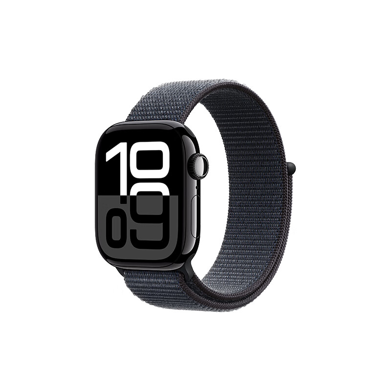 限地區(qū)、今日必買：蘋果 Apple Watch Series 10 GPS款 智能手表 42mm 亮黑色鋁金屬表殼 濃墨色回環(huán)式運(yùn)動(dòng)表帶 1697.15元