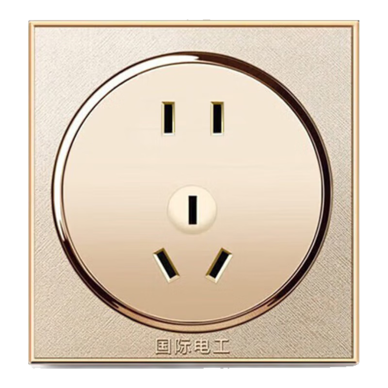 需首购：TEP 国际电工 86型暗装墙壁电源开关圆形香槟 五孔(10A) 插座 0.9元