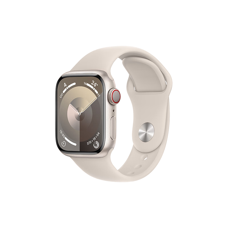 Apple/苹果 Watch Series 9 智能手表GPS+蜂窝款41毫米星光色铝金属表壳星光色运动型表带M/L MRJF3CH/A 3081元