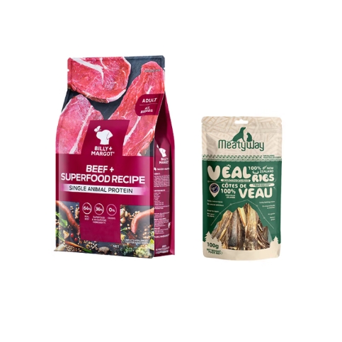 比利玛格 牛肉配方狗粮9kg+爵宴小牛肋骨100g*1 券后399元