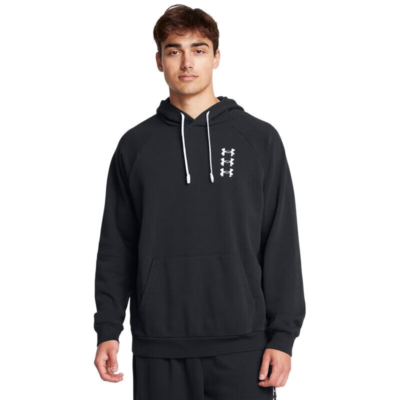 安德玛 秋冬 Rival Fleece 男子运动休闲连帽卫衣 1389427 黑色001 XXL 254元
