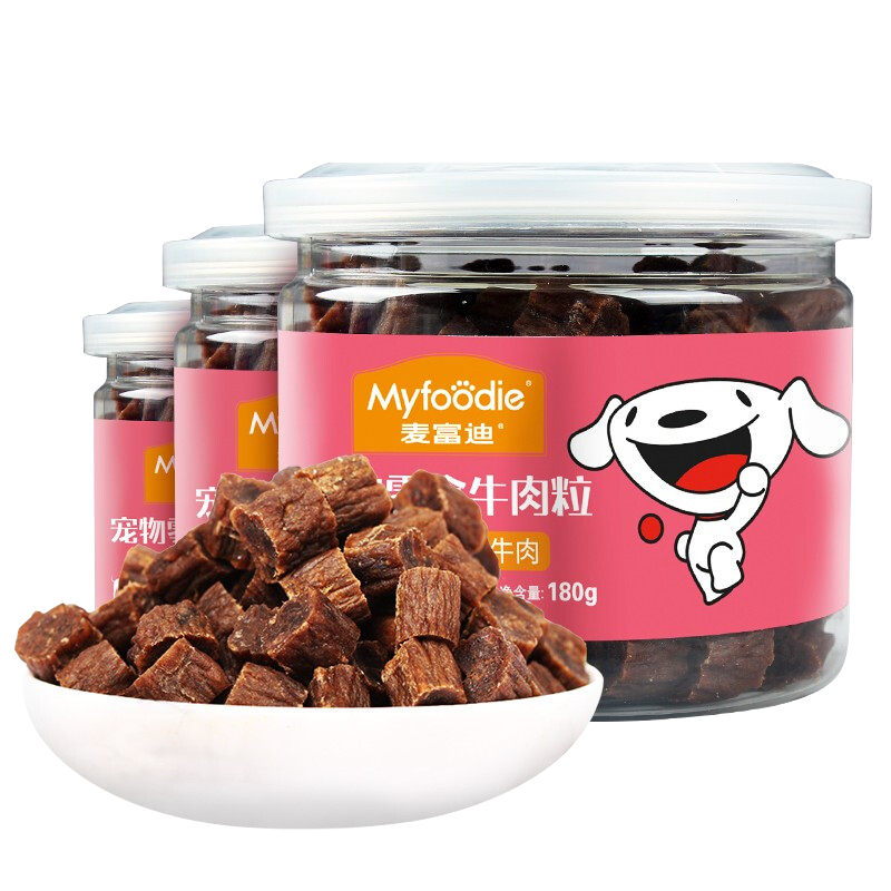 plus，需首購：麥富迪 狗狗零食 牛肉粒 180g*3罐 23.4元(合7.8元/罐)