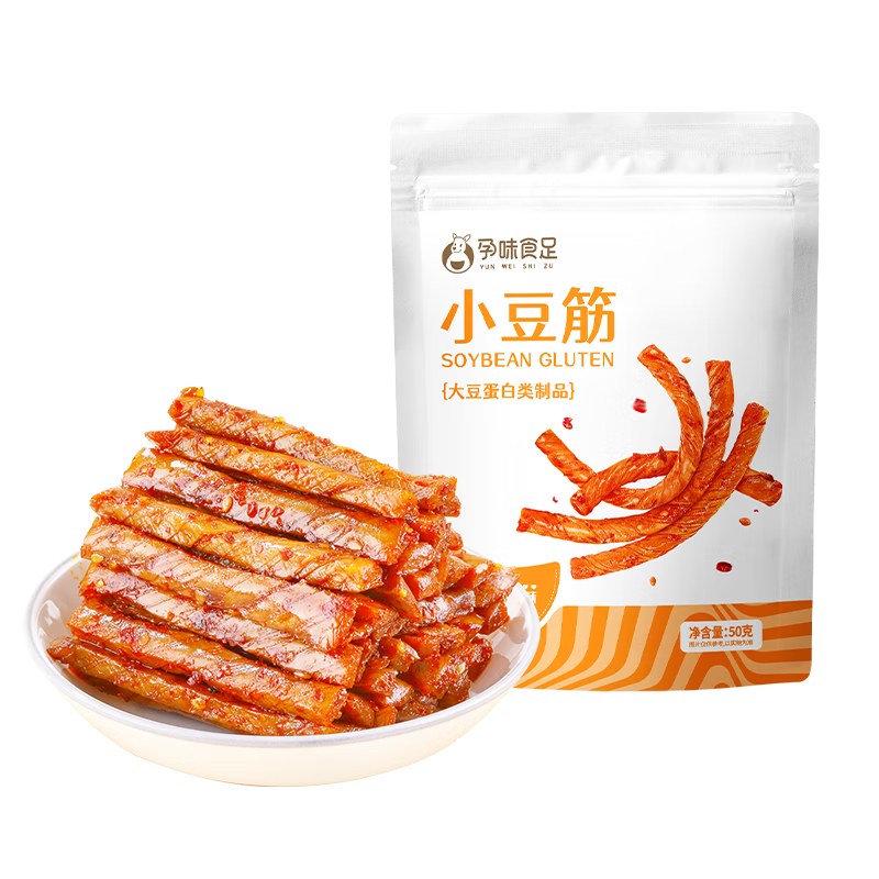 PLUS会员、首购：孕味食足辣条香辣小豆筋 解馋网红小零食儿时豆干孕妇零食50g 1.87元
