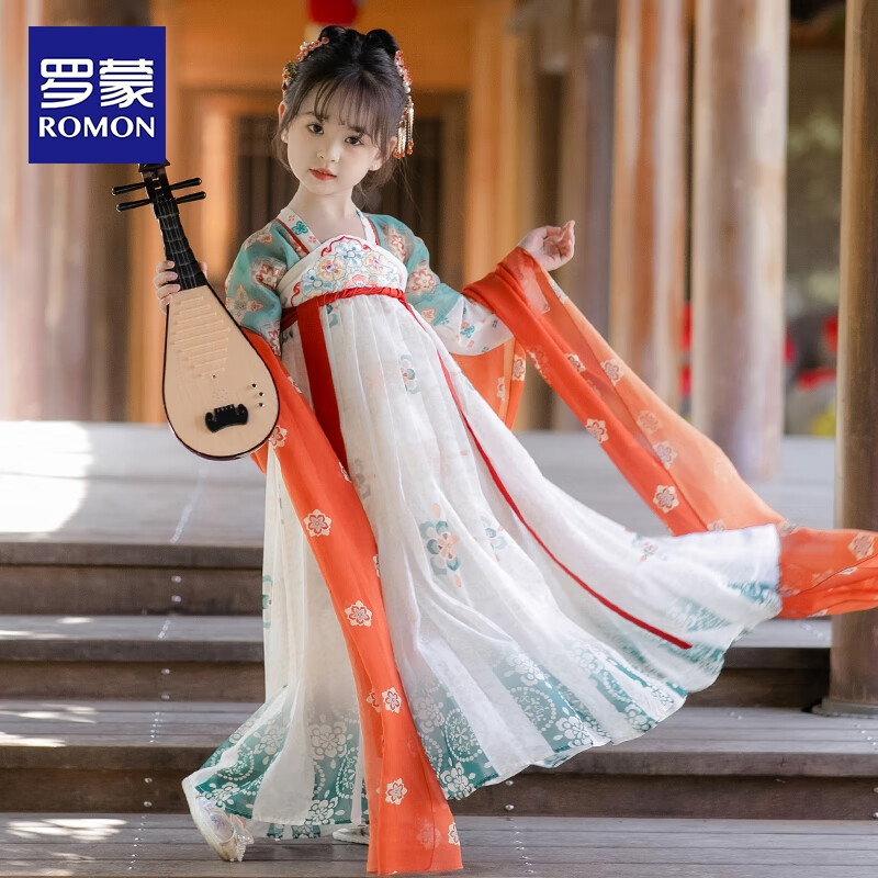羅蒙 女童漢服春秋款 中國風齊胸襦裙唐裝演出服 反季清倉 多件任選 59.8元