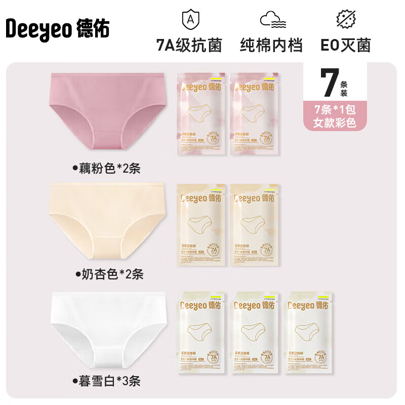 京东PLUS：德佑 一次性内裤 7条/1包 25.56元