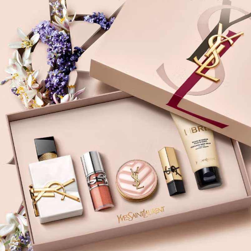 微信小程序、plus会员：圣罗兰（YSL）口红香水礼盒唇蜜5+自由之水化妆品套装礼盒 1253.8元包邮