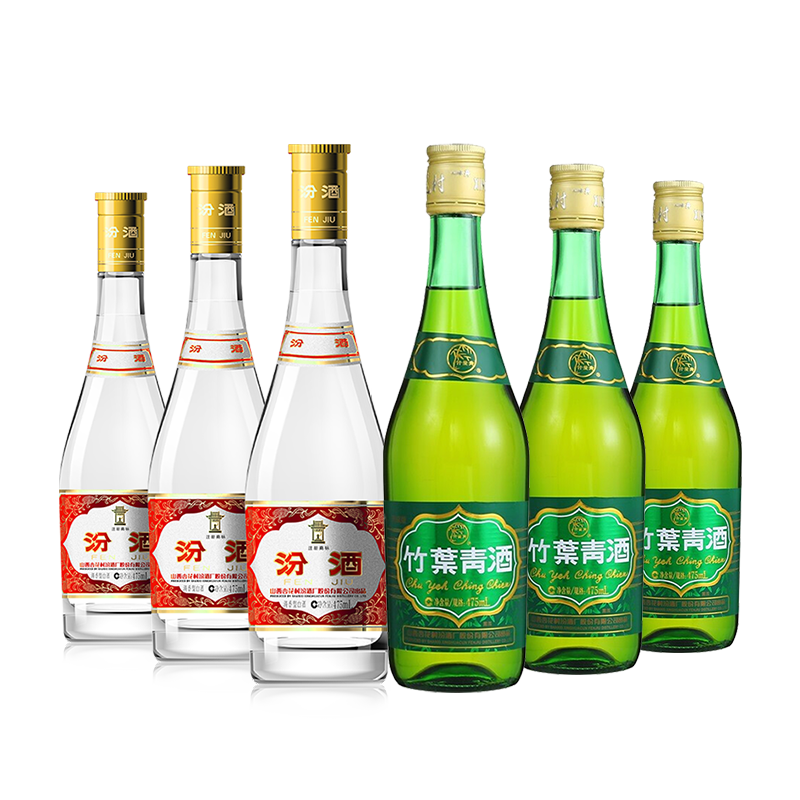 再降價 需入會：竹葉青酒 38度 475mL 3瓶 +53度汾酒黃蓋3瓶 178.71元（需返豆后）