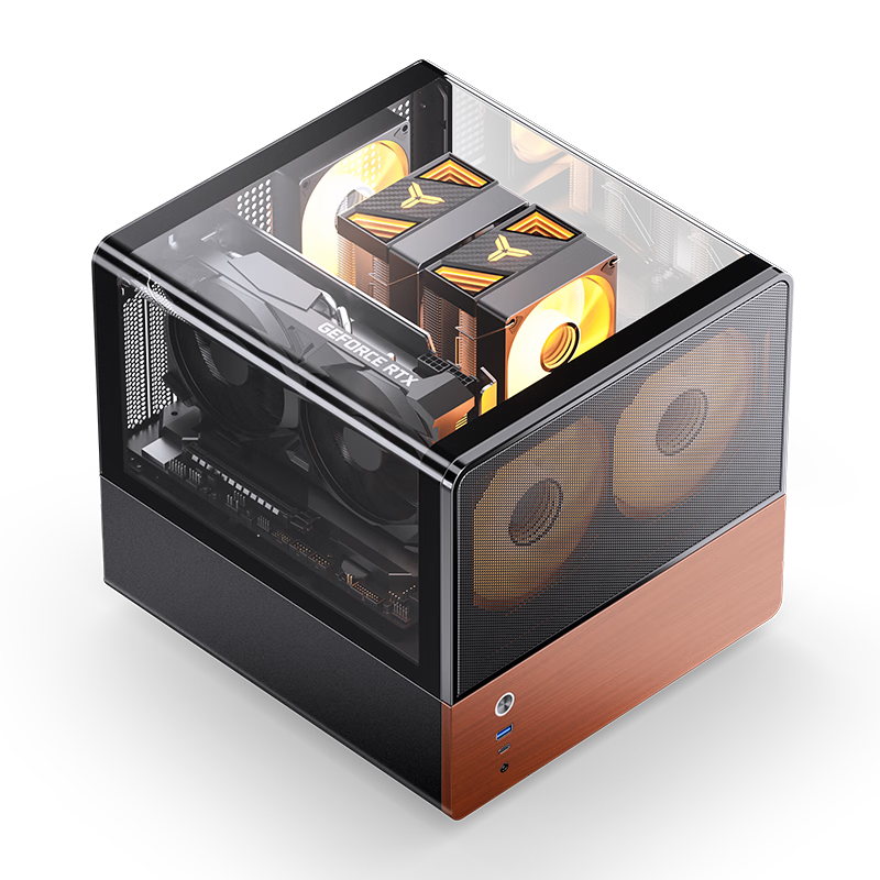 plus:喬思伯 V12 黑色 MATX桌面機箱（海景房/Type-c Gen2 10Gbps+/北美胡桃木/MATX版型/23L體積/ATX電源） 491.36元（需領券）