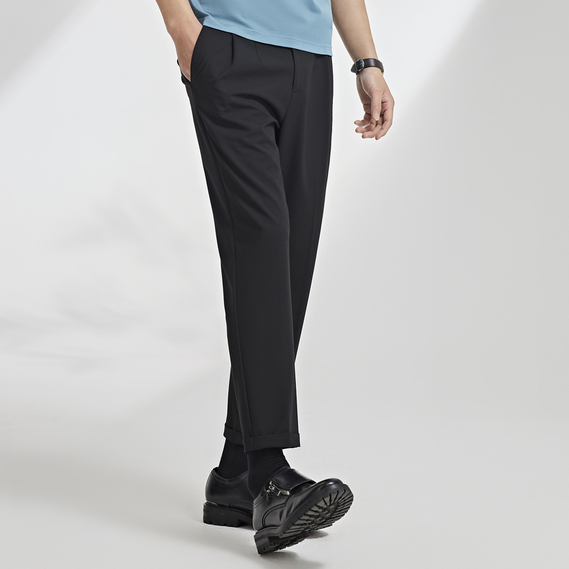 雅戈?duì)?TR西服褲 修飾身型 VCHX320104ACK黑色 67元