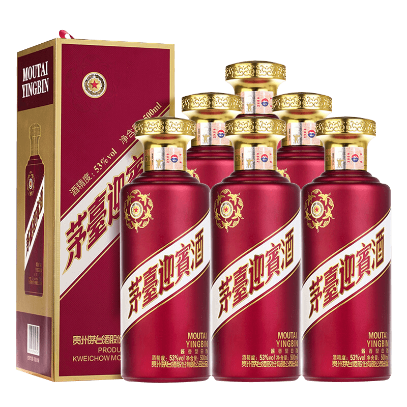 plus會(huì)員：茅臺(tái)（MOUTAI）迎賓酒 紫迎賓 醬香型白酒 53度 500ml*6 整箱裝 977.92元（需領(lǐng)券）