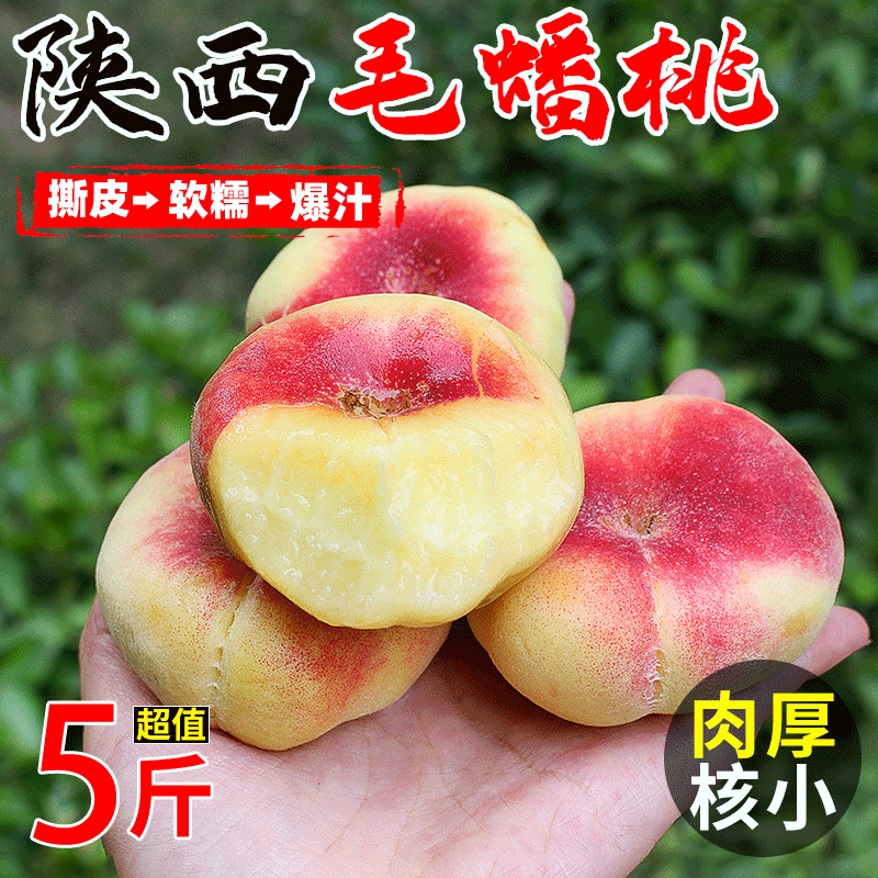 康田匯 陜西毛蟠桃新鮮脆甜桃子當(dāng)季現(xiàn)摘毛桃 精選16-20個(gè)單果40-60g個(gè)個(gè)美味 源頭直發(fā) 券后11.9元