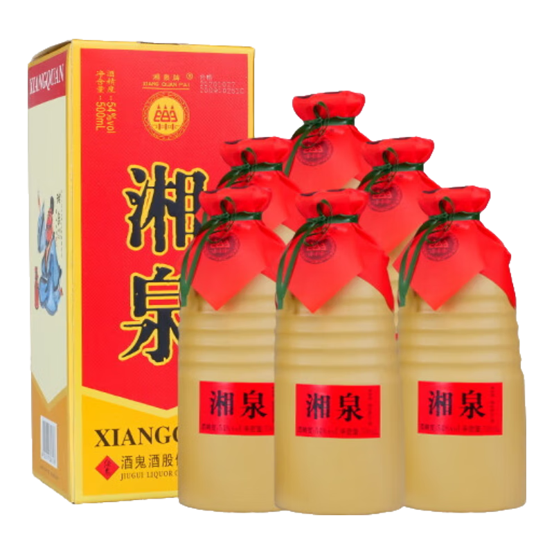 酒鬼（JIUGUI）湘泉盒优 馥郁香型 纯粮高度白酒 粮食白酒整箱装白酒 54度 500mL 6瓶 整箱装 250元（需领券）