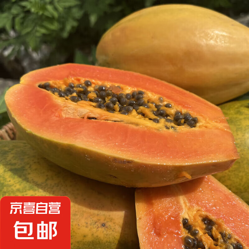 京喜 三亚红心木瓜 带箱3斤 净重2.5斤 单果1-2.5斤重 1.99元包邮（需领券）
