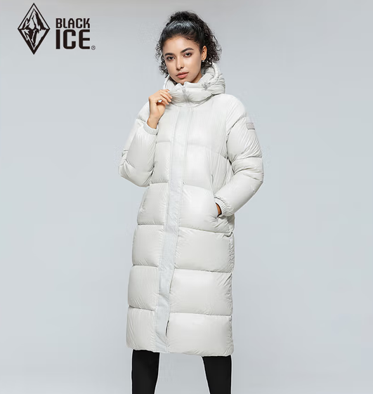 反季白 菜！299g充绒量！Black Ice 黑冰 女士650蓬长款羽绒服FAF8961 两色 ￥277.86