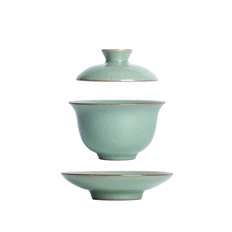 京东京造 龙泉青瓷三才盖碗 哥窑经典功夫茶具茶杯 开片可养 99元（需领券）