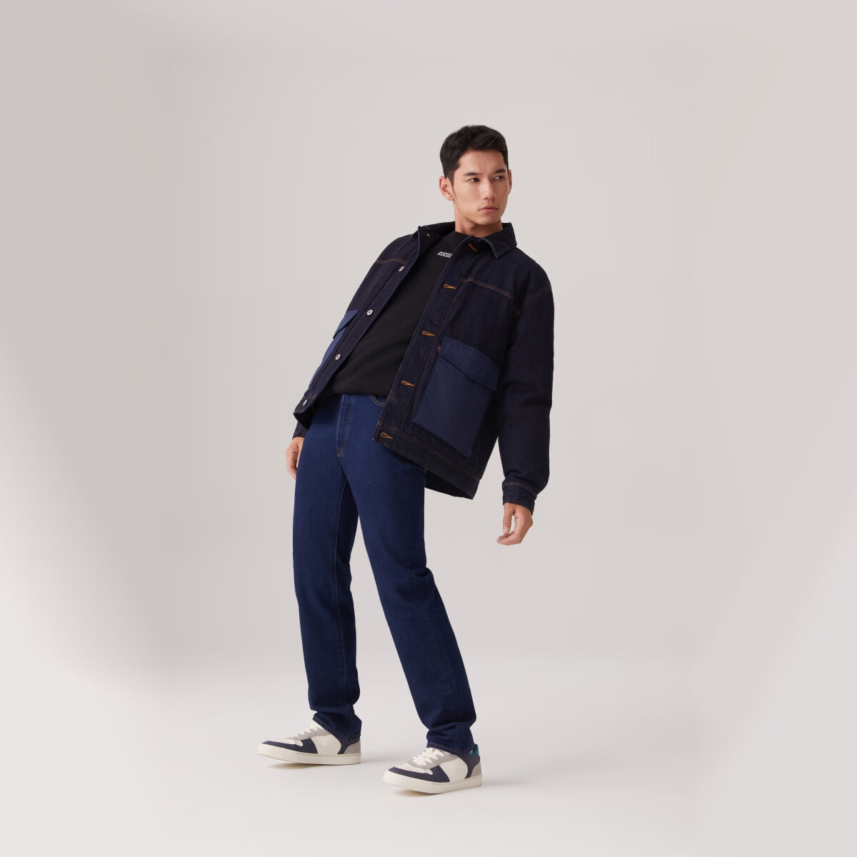 李维斯 Levi\'s 24秋季男士时尚休闲拼接款型御寒羽绒服牛仔外套 蓝色 L 231.9元