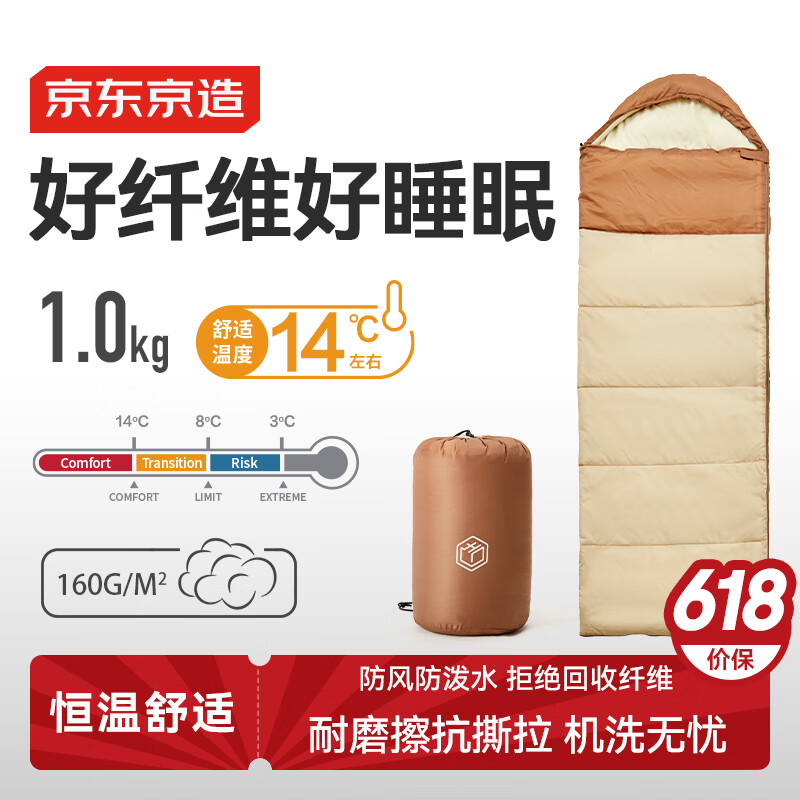 京東京造 信封式睡袋 戶外露營防潮柔軟貼身恒溫加厚保暖冬季 skuId 100040494331 券后59.42元