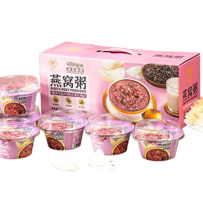 需首購(gòu)、plus會(huì)員: 燕紛飛 紫米牛奶燕窩粥 252g*6碗 14.9元（需試用、plus會(huì)員14.7）