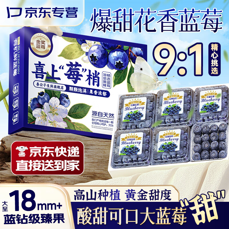 春公子 云南花香藍(lán)莓 單果15mm+ 100g*6盒 券后19.9元包郵