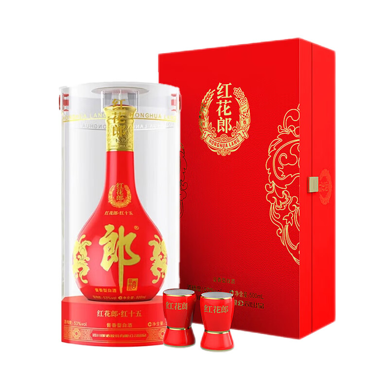 郎酒 红花郎15 酱香型白酒 53度500ml 礼盒装 370元