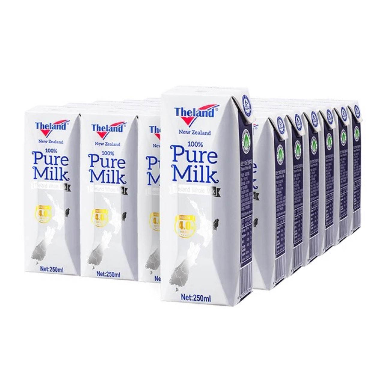 PLUS會員：紐仕蘭（Theland）草飼4.0g蛋白高鈣全脂純牛奶250ml*24盒*3件 161.6元（合53.87元/件）
