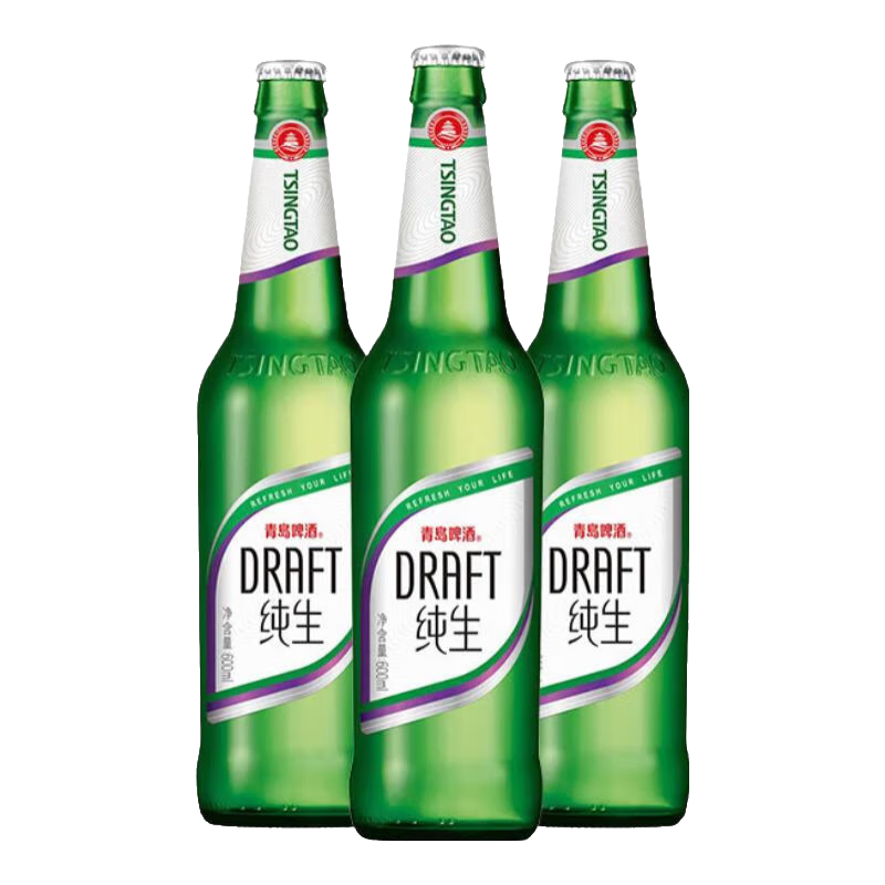 PLUS會員：TSINGTAO 青島啤酒 純生8度啤酒 600ml*12瓶 60.65元包郵