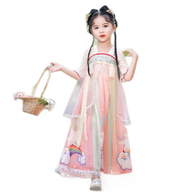 羅蒙女童漢服2025夏季款兒童中國風(fēng)原創(chuàng)齊胸襦裙唐裝畢業(yè)演出服 敦煌菊 1182 130 59.8元（需領(lǐng)券）