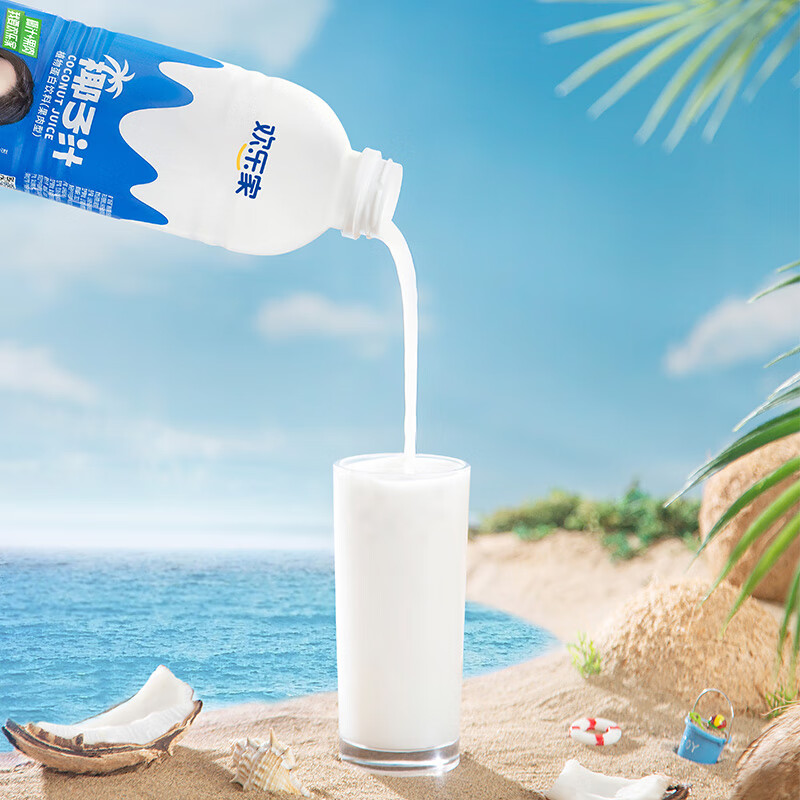 京東PLUS：歡樂家 椰子汁1L*6瓶 果肉+椰汁 椰肉生榨果汁植物蛋白飲料 27.64元