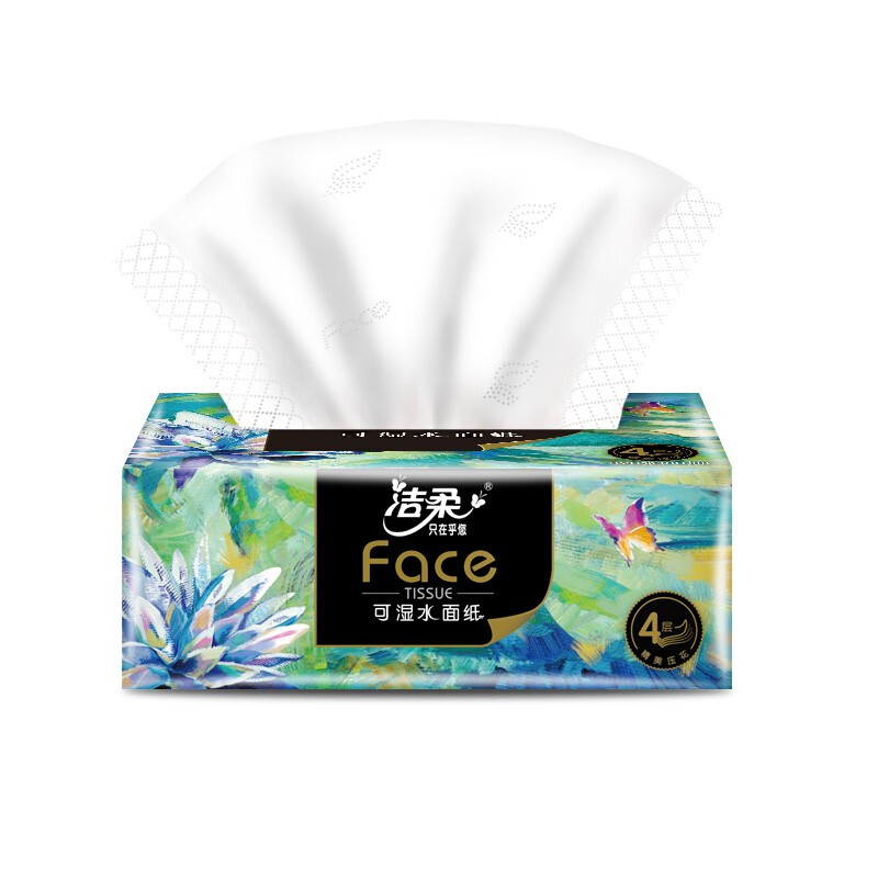 洁柔 抽纸 艺术油画Face 加厚4层*90抽*4包 大规格M码面巾纸 7.46元