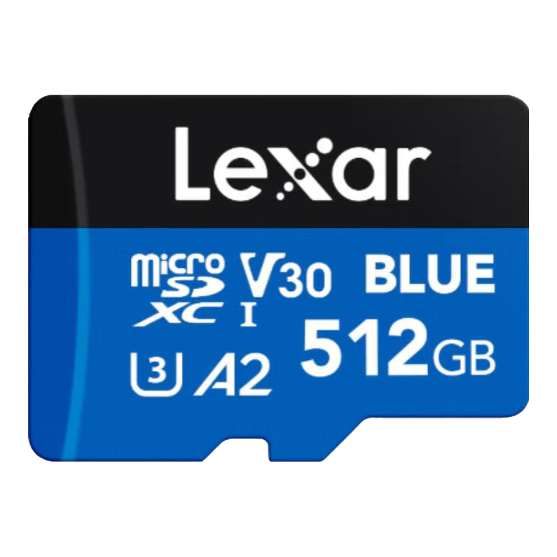 雷克沙（Lexar）512GB TF（MicroSD）存儲(chǔ)卡 V30 A2 讀160MB/s 游戲機(jī)平板行車監(jiān)控錄像內(nèi)存卡 4K超清拍攝（BLUE） 203.15元包郵（需領(lǐng)券）