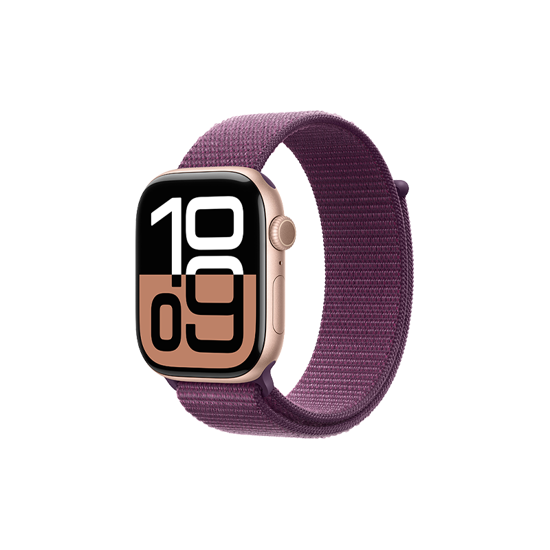Apple/蘋果 Watch Series 10 智能手表蜂窩款46毫米玫瑰金色鋁金屬表殼梅子色回環(huán)運(yùn)動(dòng)表帶MWYP3CH/B 2547.76元