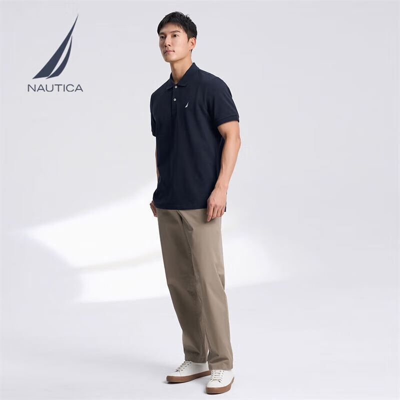 NAUTICA 男裝25春夏商務休閑舒適親膚棉氨透氣短袖POLO男 藏青4NV M 87.68元