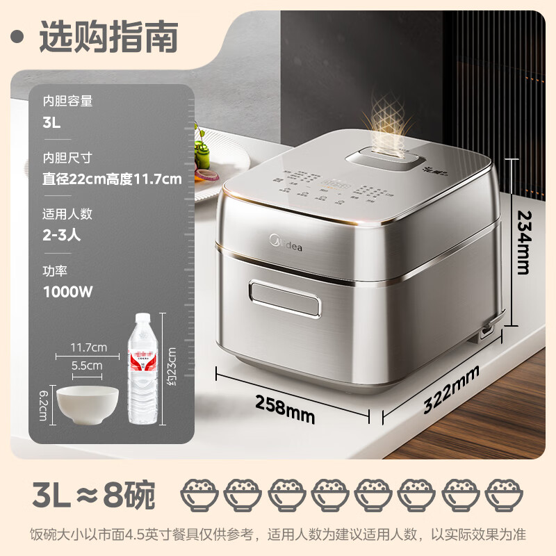 京東PLUS：美的 電飯煲 3-4人純鈦0涂層低壓電飯鍋 無涂層 花瓣IH 家用不銹鋼鈦內(nèi)膽智能多功能 630.28元
