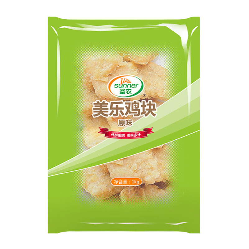 plus：圣農 雞塊原味 2斤 *4件 58.9元（合17.72元/2斤）