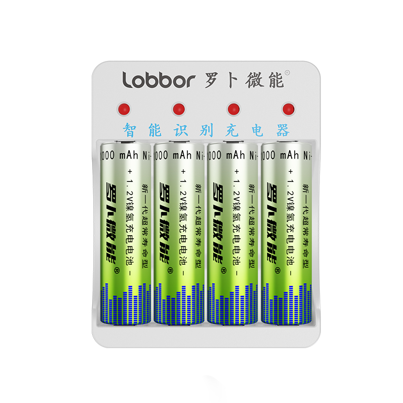 罗卜微能 4槽充电器+4节5号充电电池 券后18.9元