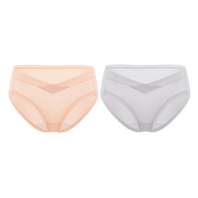 全棉時代（PurCotton）產(chǎn)婦孕婦內(nèi)褲針織低腰純棉孕期產(chǎn)后三角褲2條 青麥綠+奶白色 L 52.71元（需領(lǐng)券）