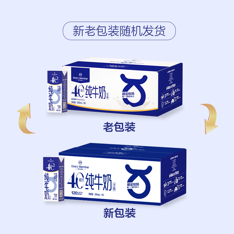 1号会员店（One’s Member） 4.0g蛋白纯牛奶 200ml*30盒 量贩装【极致质价比】 99.6元