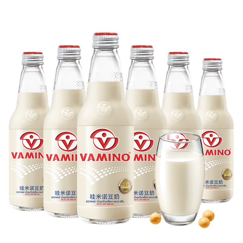微信小程序：哇米诺 vamino 泰国进口豆奶饮料玻璃瓶装 300ml 经典原味6瓶装 18.9元（需领券）