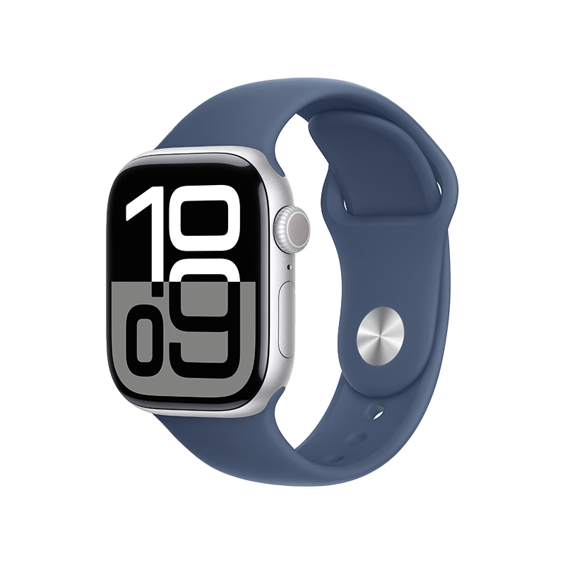 PLUS:Apple Watch Series 10 智能手表42毫米银色铝金属表壳丹宁色运动型表带S/M【蜂窝款】MWXJ3CH/B 2387.11元