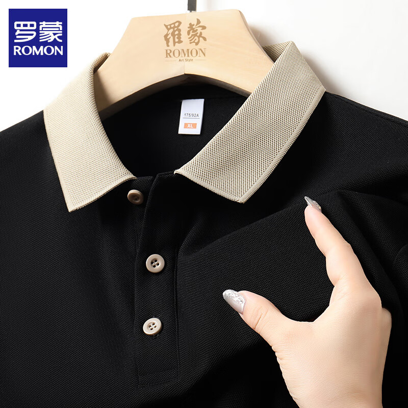 罗蒙 夏季薄款冰丝短袖T恤男士 黑色 2XL 26.33元