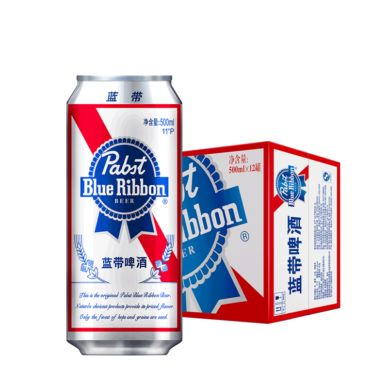 蓝带（Blue Ribbon）普啤11度经典啤酒500ml*12听整箱装*2件 85.2元（合42.6元/件）