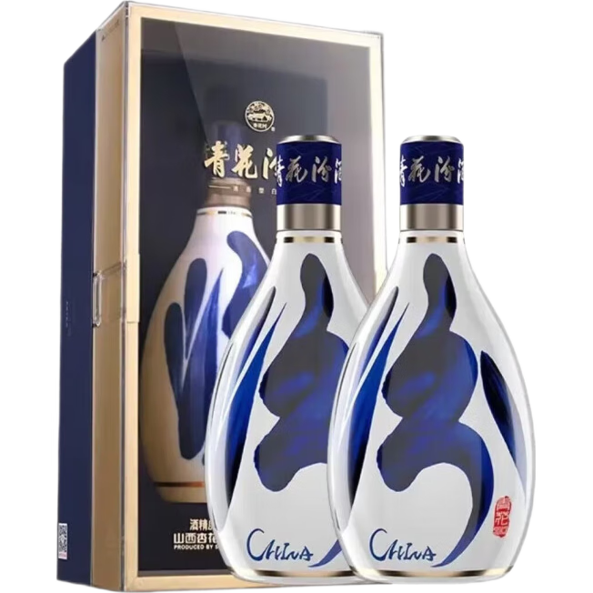微信小程序、plus会员：汾酒青花30 复兴版53° 500ml*2瓶 清香型白酒 礼盒装 海外版 2024年 1186.05元包邮