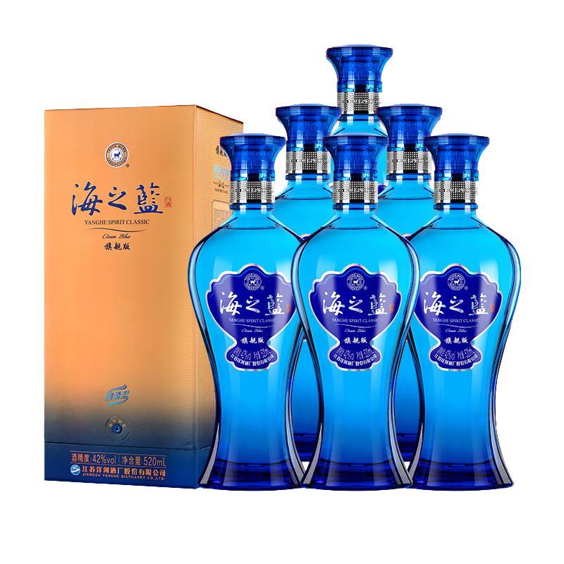 洋河 海之蓝 42%vol 绵柔浓香型白酒 520ml*6瓶 632.5元