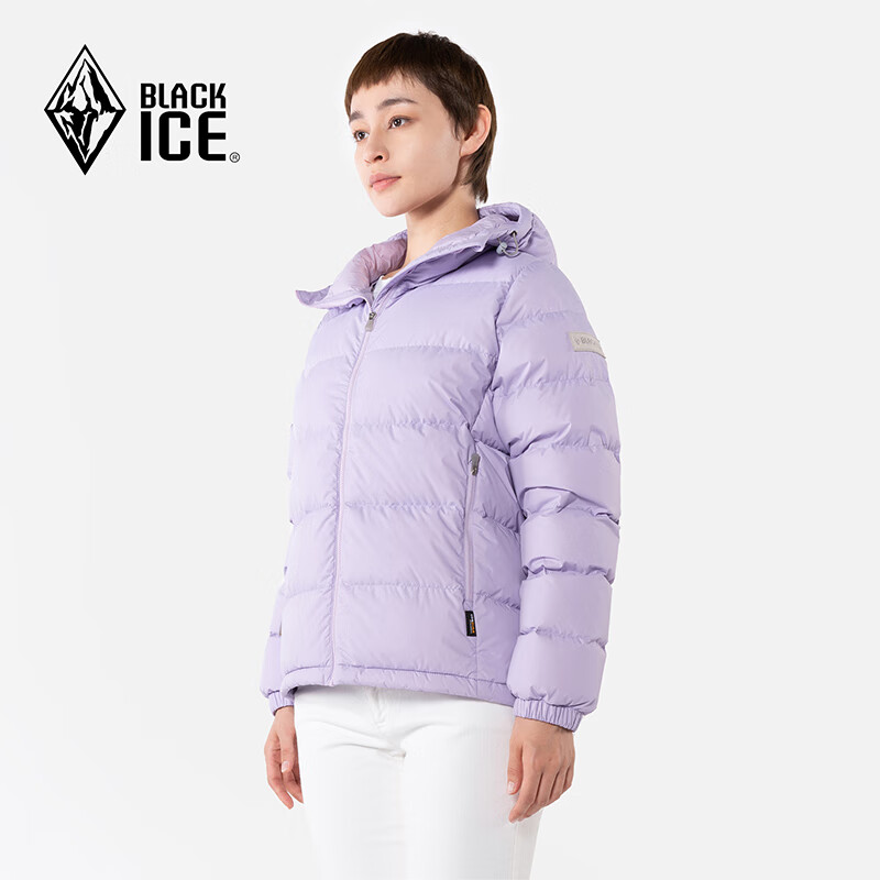 BLACKICE 秋冬城市輕戶外登山徒步旅行女款600蓬鵝絨連帽羽絨服 淺紫 258.91元