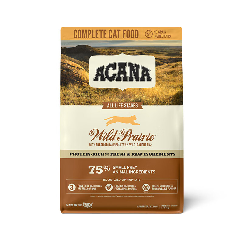ACANA 愛(ài)肯拿 農(nóng)場(chǎng)盛宴系列 無(wú)谷雞肉全階段貓糧 1.8kg 128.65元